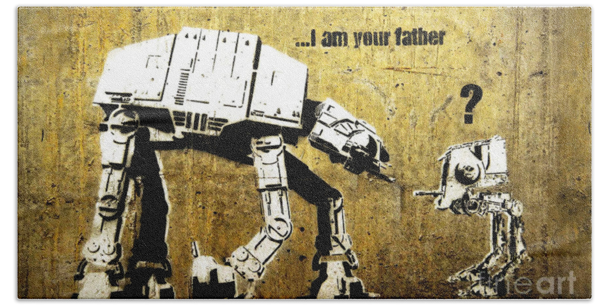 Banksy - I Am Your Father - Star Wars Parody Bath Towel by My