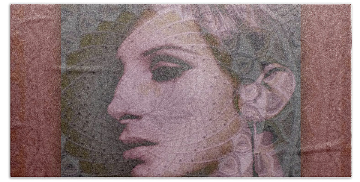  Bath Towel featuring the digital art Barbra Streisand 111 by Richard Laeton