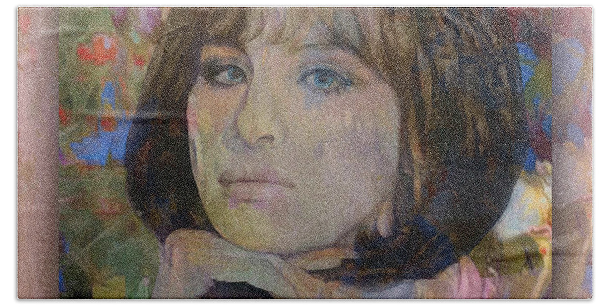  Bath Towel featuring the digital art Barbra Streisand 4 by Richard Laeton
