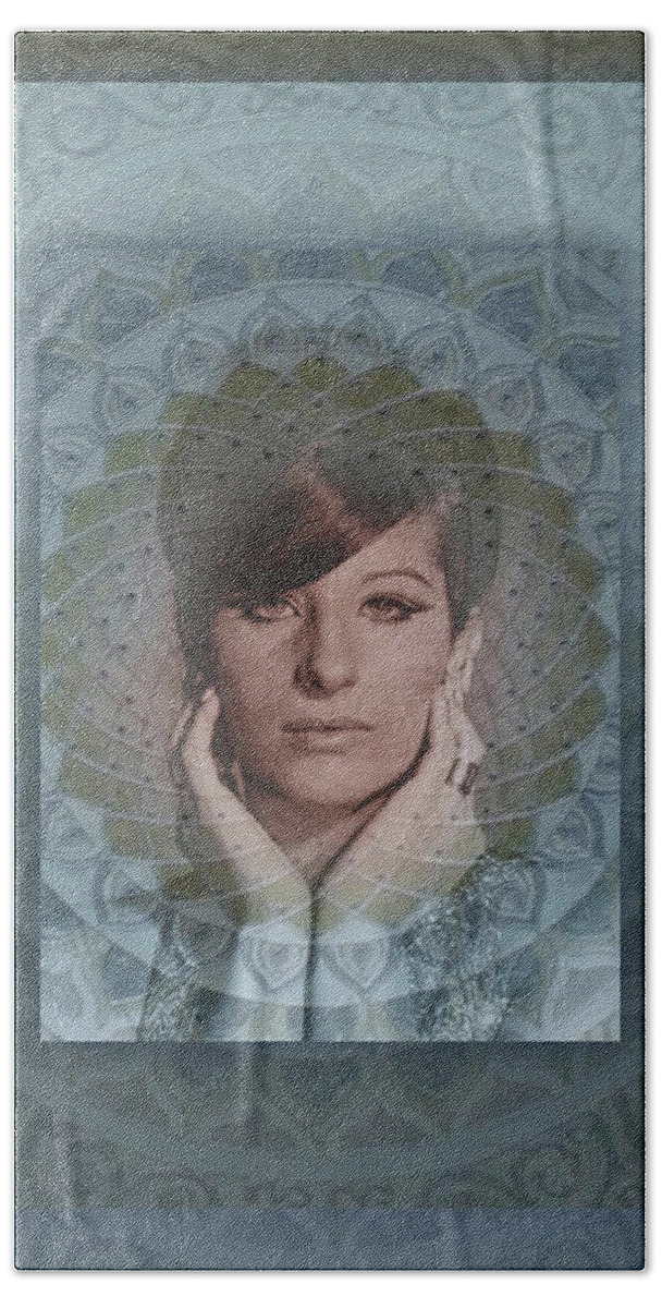  Bath Towel featuring the digital art Barbra Streisand 48 by Richard Laeton