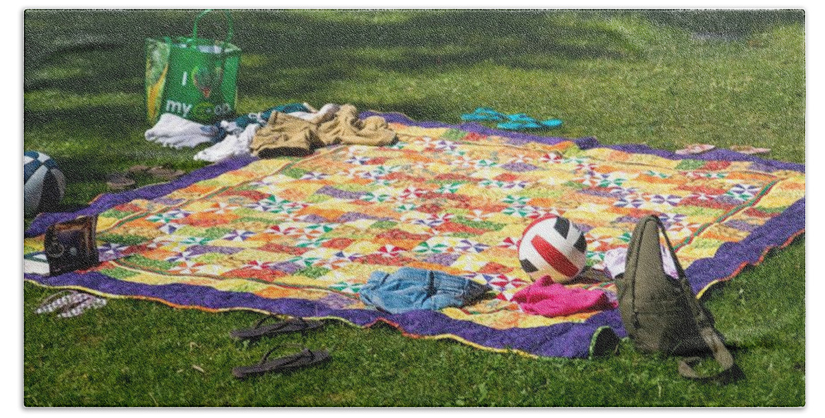 Barefoot In The Grass Bath Towel featuring the photograph Barefoot in the Grass by Tom Cochran