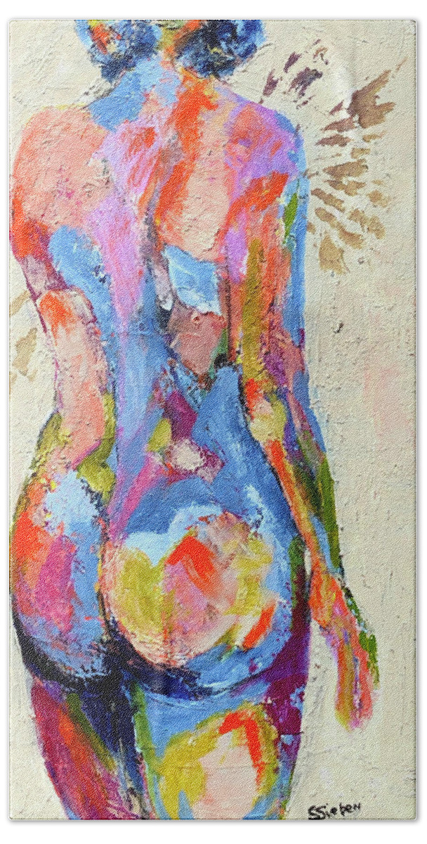 Figurative Hand Towel featuring the painting Barely There by Sharon Sieben