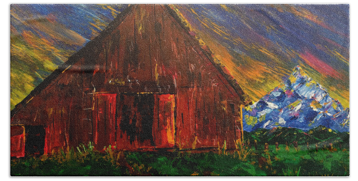 Acrylic Hand Towel featuring the painting Barn At Sunrise by Brent Knippel