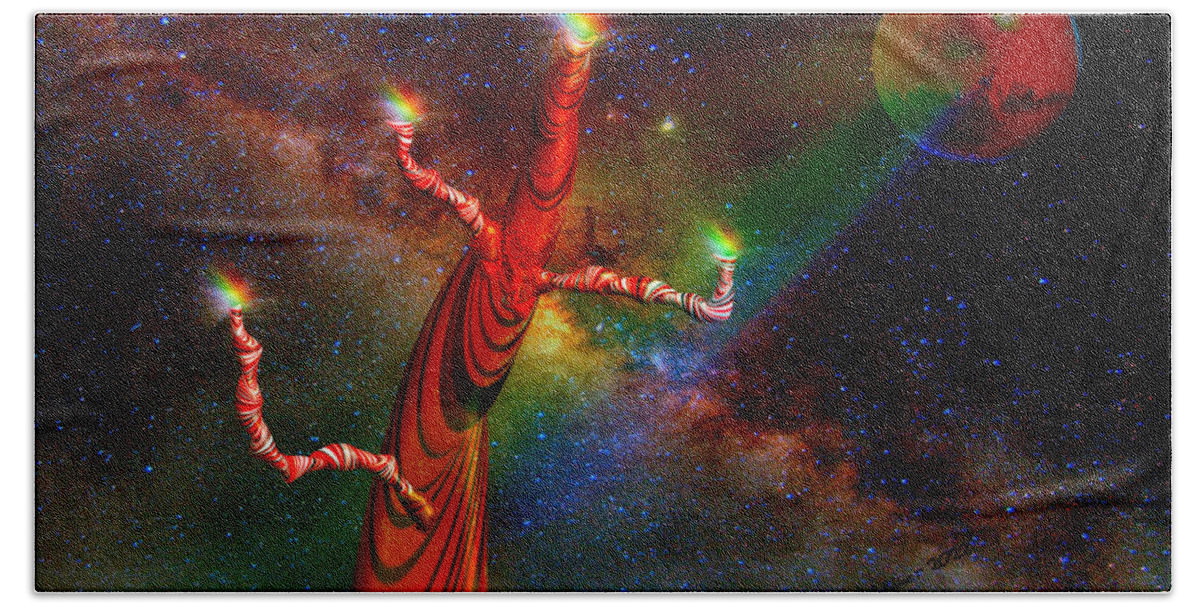 Mars Scifi Fantasy Space Hand Towel featuring the digital art Barsoom Ascending by Bob Shimer