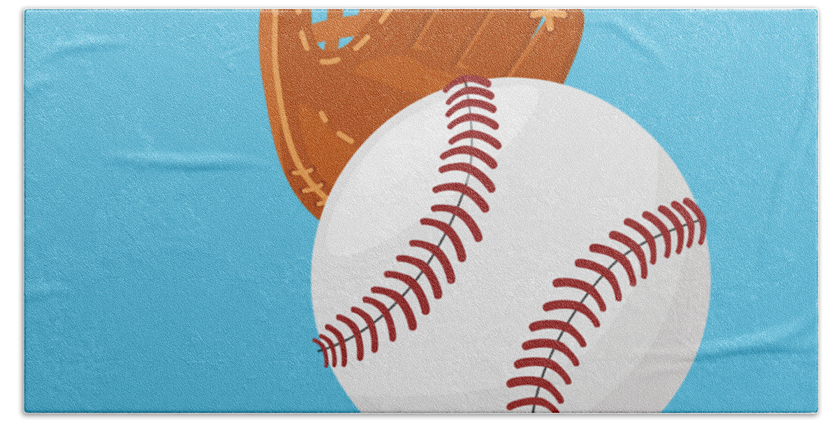 Row 1 Hand Towel featuring the digital art Baseball Catch by Row One Brand