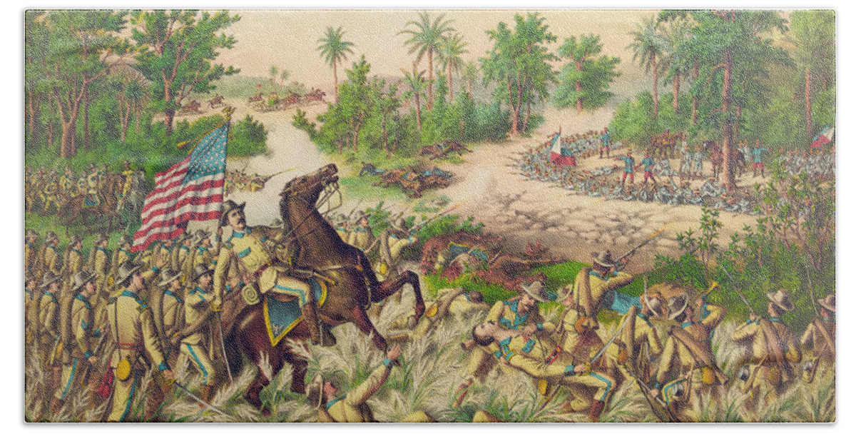 American Hand Towel featuring the painting Battle of Quingua by Kurz and Allison