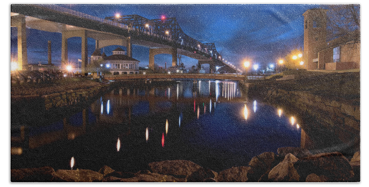Landscape Bath Towel featuring the photograph Battleship Cove, Fall River, MA by Betty Denise