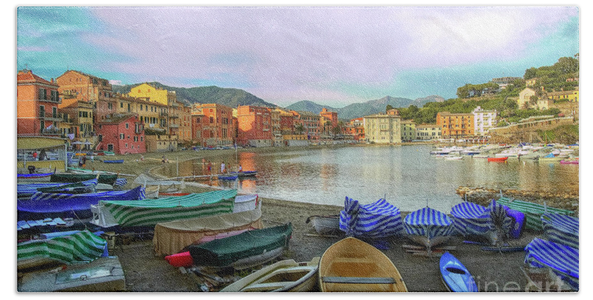 Harbor Hand Towel featuring the photograph Bay of Silence - Sestri Levante - Italy by Paolo Signorini
