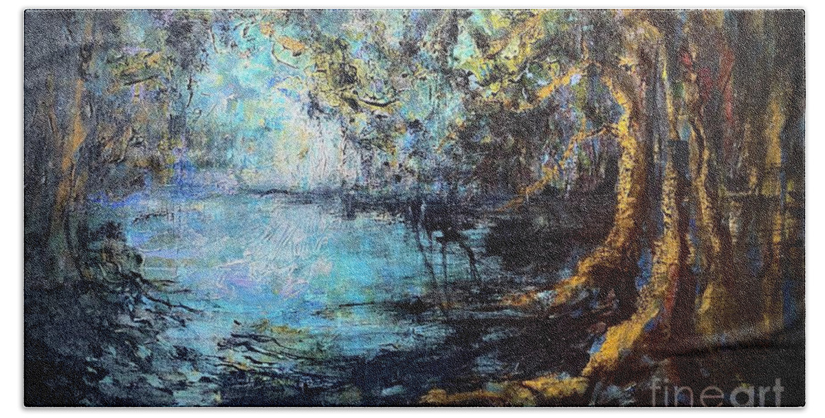Landscape Painting Bath Towel featuring the painting Bayou Voodoo by Francelle Theriot