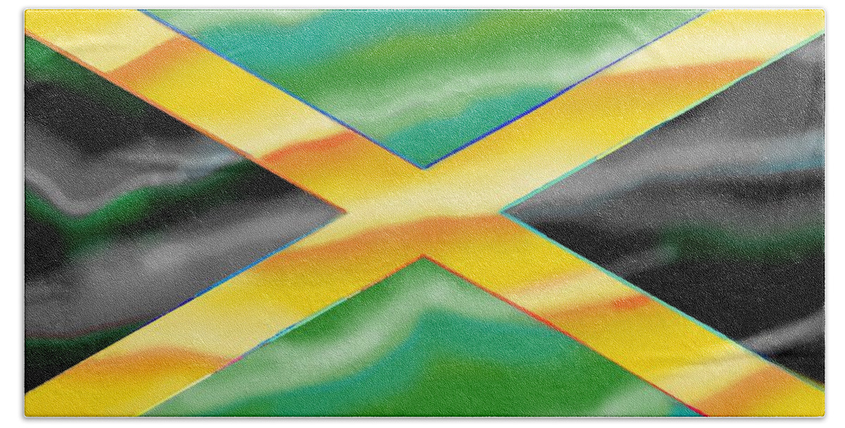 Be The Change Bath Towel featuring the digital art Be The Change - Jamaica by Marcello Cicchini