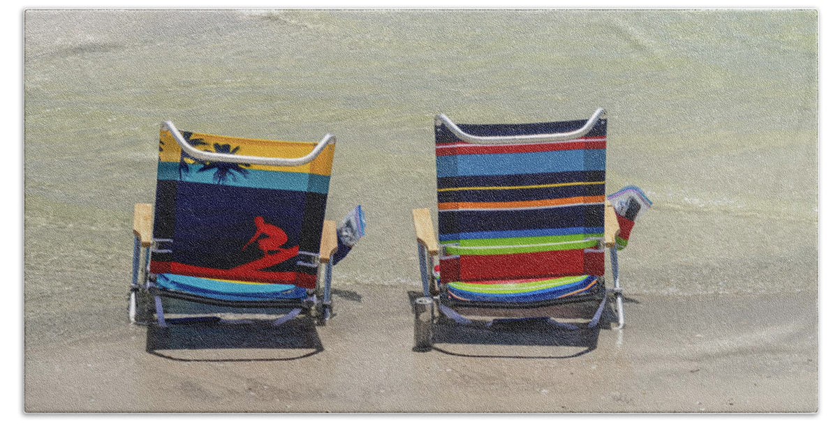 Florida Bath Towel featuring the photograph Beach Chairs by Marian Tagliarino