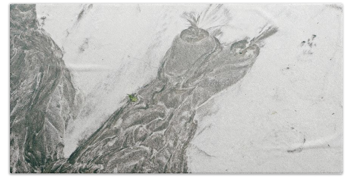 Abstract Bath Towel featuring the digital art Beach Sand Owl by David Desautel