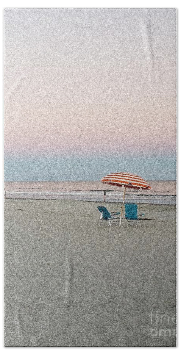 Beach Hand Towel featuring the photograph Beach Umbrellas by Anita Adams