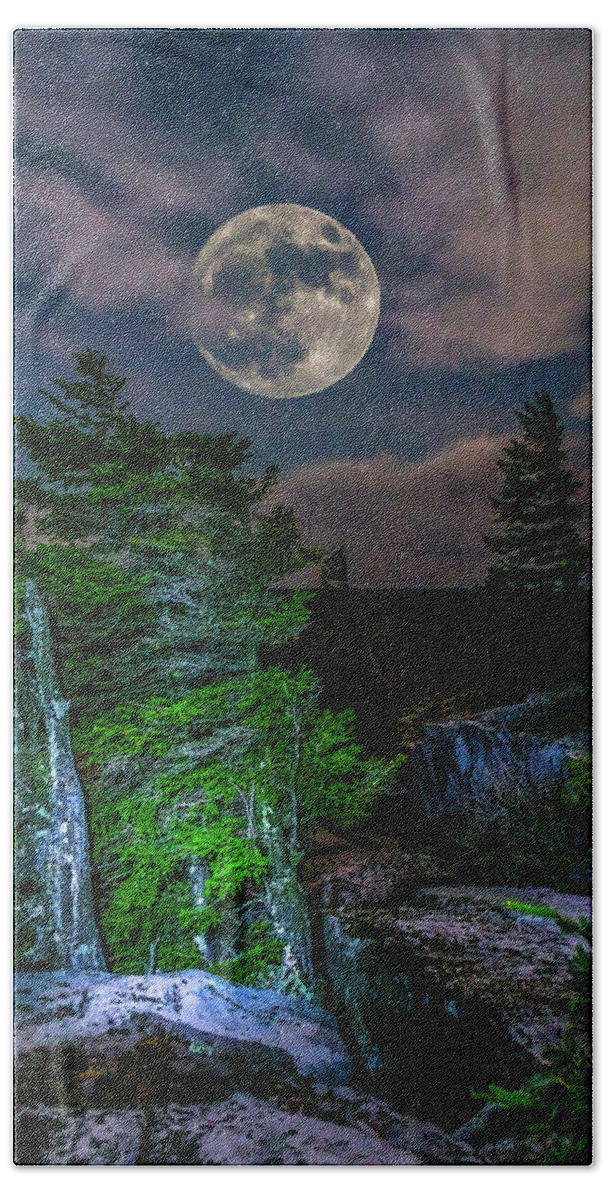 Full Moon Hand Towel featuring the photograph Bear Rocks Full Moon by Jason Funk