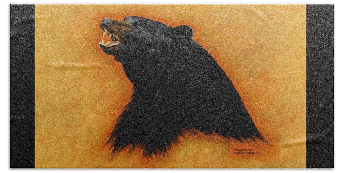 Bear Hand Towel featuring the digital art Bear Talk by Adrienne Dye