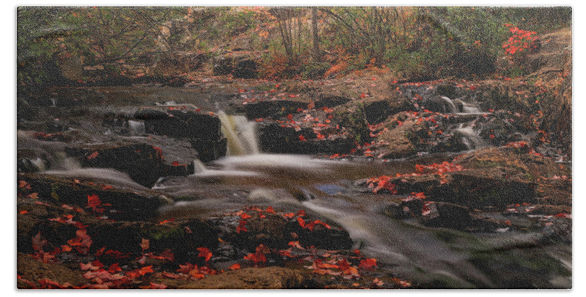 Beautiful Autumn Cascades Hand Towel featuring the photograph Beautiful Autumn Cascades by Dan Sproul