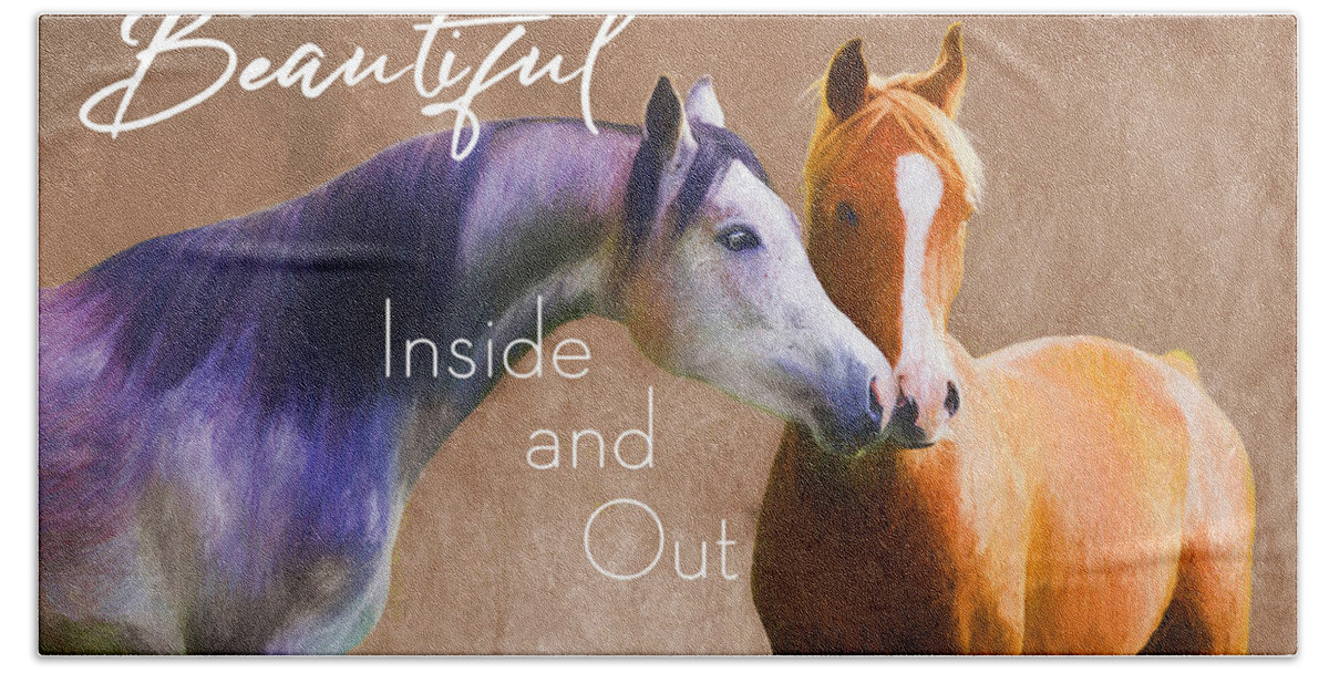 Horses Hand Towel featuring the digital art Beautiful Loving Horses by Steve Ladner