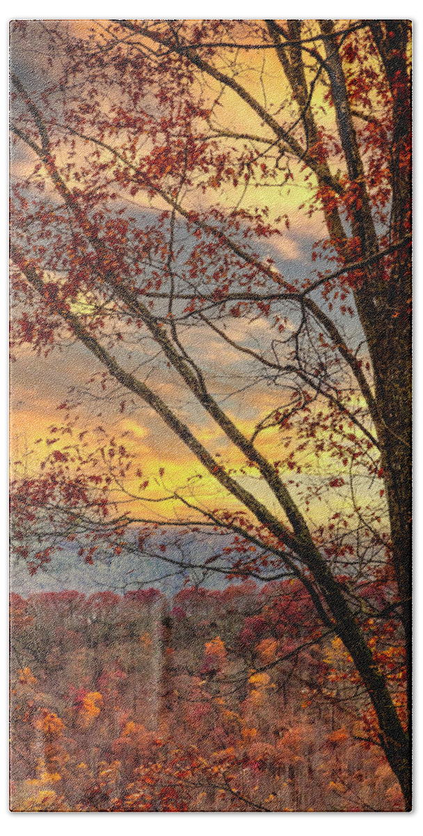 Andrews Bath Towel featuring the photograph Beautiful Sunset over the Smoky Mountains by Debra and Dave Vanderlaan