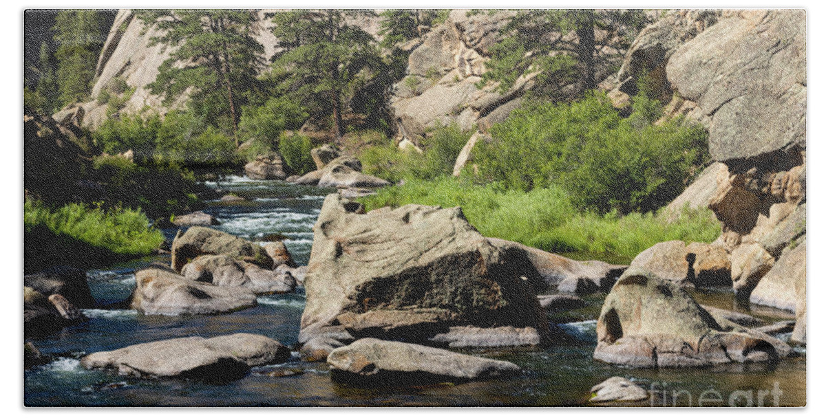 Eleven Mile Canyon Bath Towel featuring the photograph Beautiful Water of the South Platte River by Steven Krull