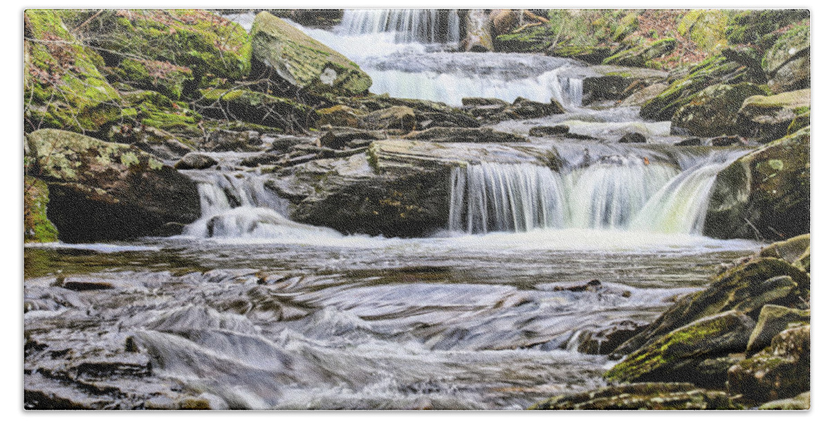 Waterfall Hand Towel featuring the photograph Beautiful Waterfall At Ricketts Glen by Scott Burd