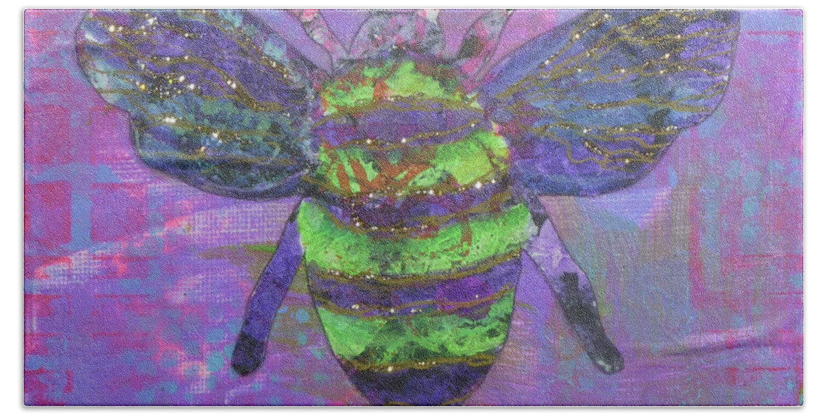 Bees Hand Towel featuring the painting Bee Joy by Lisa Crisman