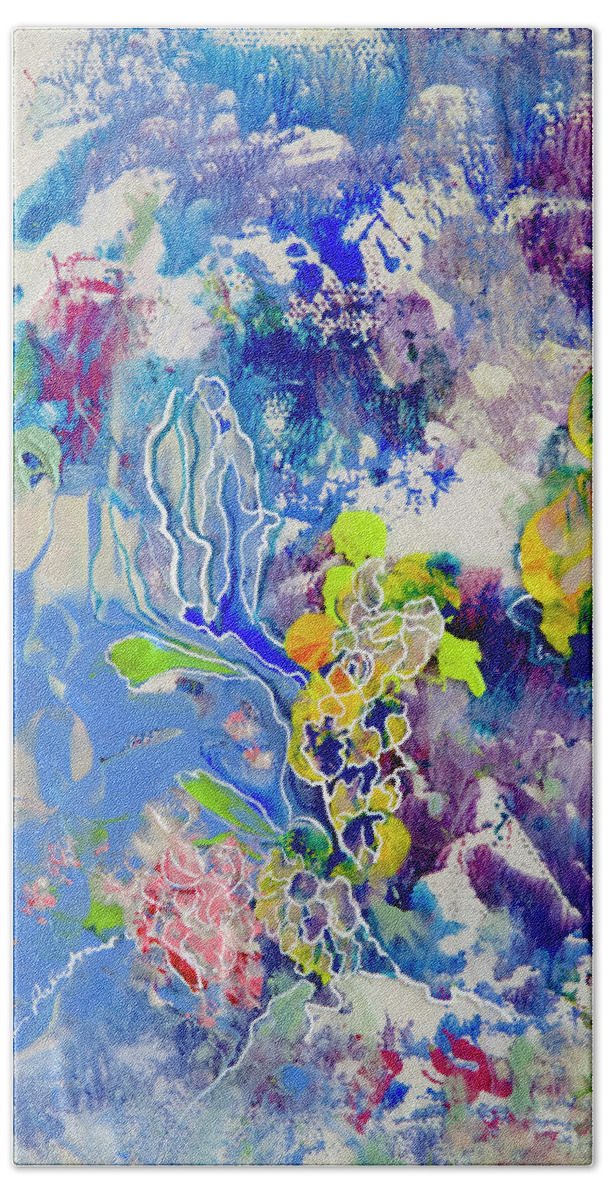 Wall Art Bath Towel featuring the painting Beneath the Sea by Ellen Palestrant
