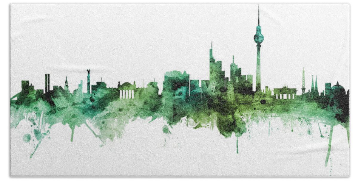 Berlin Bath Towel featuring the digital art Berlin Germany Skyline #72 by Michael Tompsett