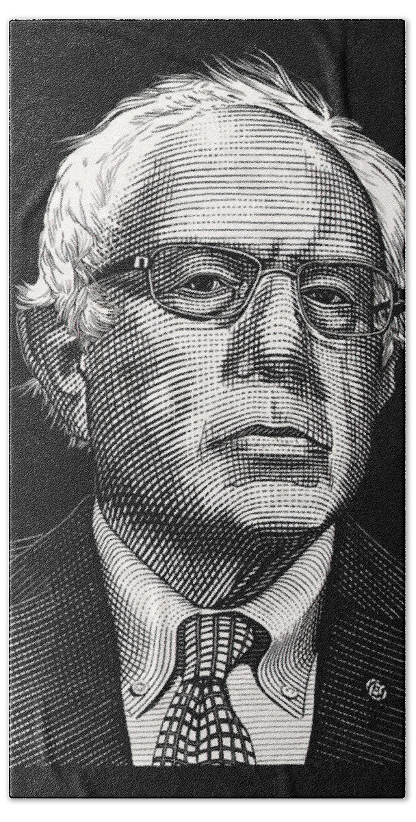Bernie Sanders Hand Towel featuring the drawing Bernie Sanders by Trevor Grassi
