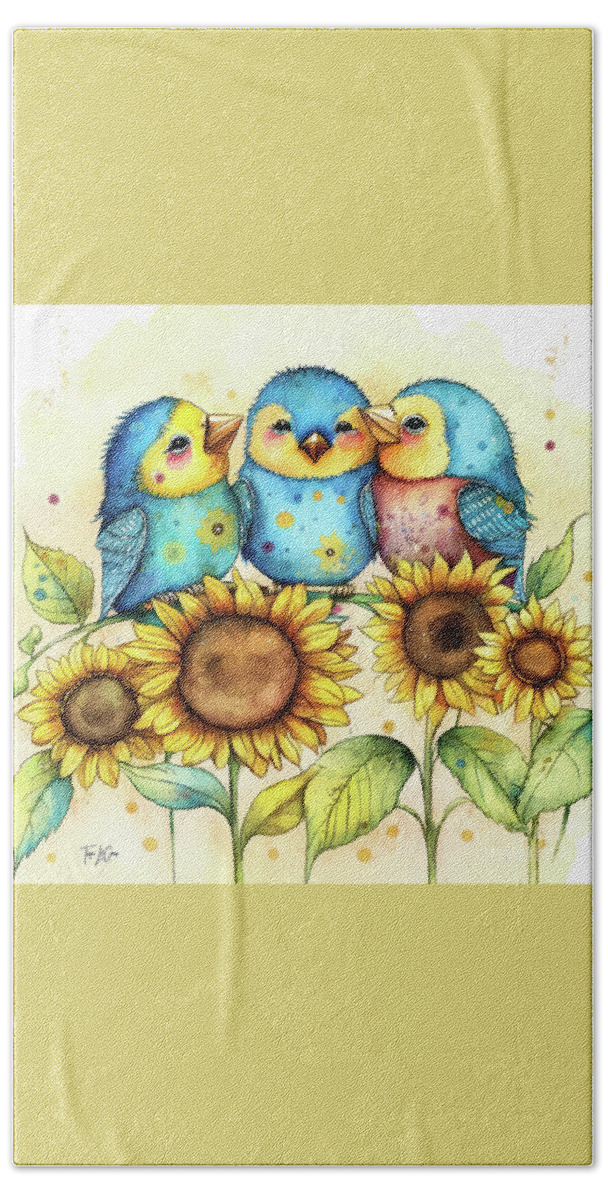 Bluebirds Bath Towel featuring the painting Best Friend Bluebirds by Tina LeCour