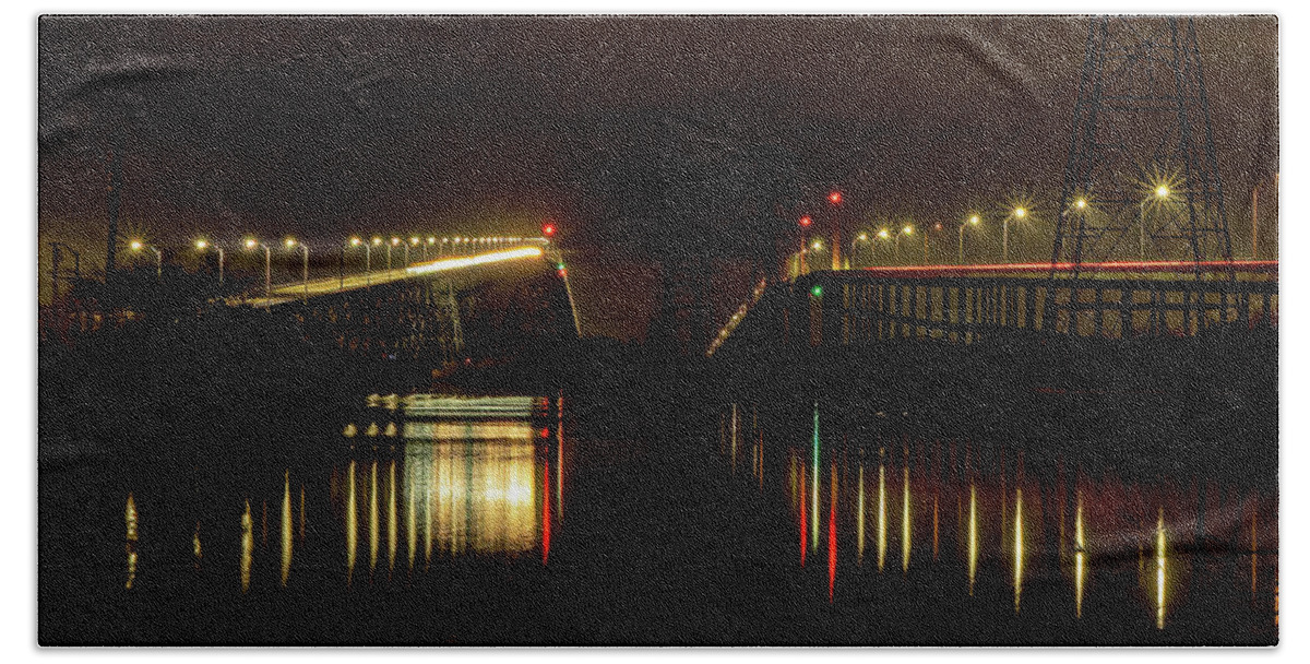 Bridge Hand Towel featuring the photograph Between the Bridges by Jerry Connally