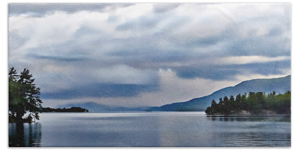 Clouds Bath Towel featuring the photograph Big Clouds Over Lake George by Russ Considine