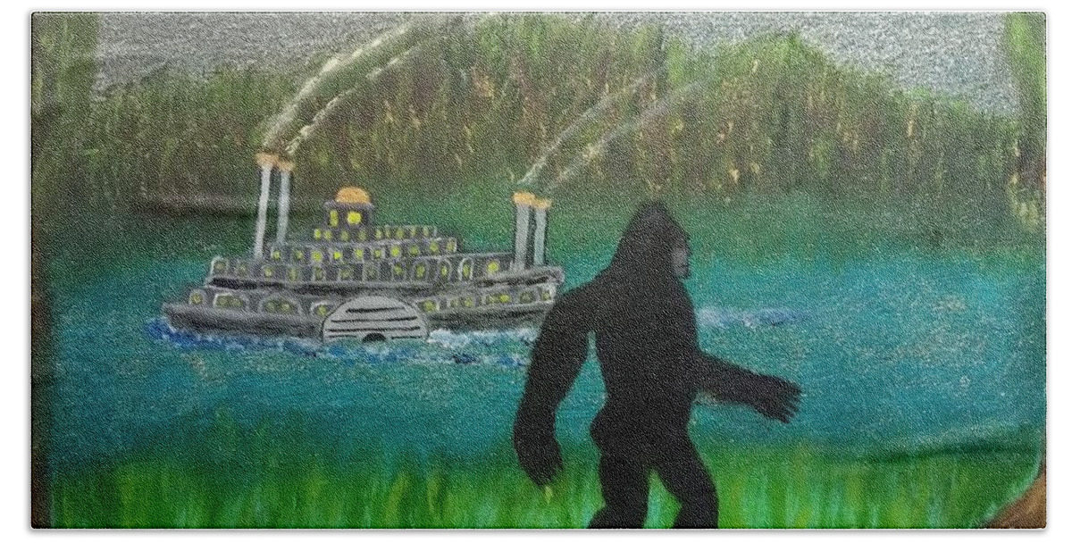 Bigfoot Bath Towel featuring the painting Big Foot by David Westwood