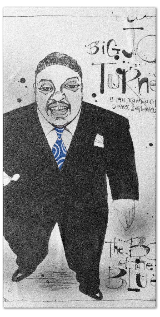  Bath Towel featuring the drawing Big Joe Turner by Phil Mckenney