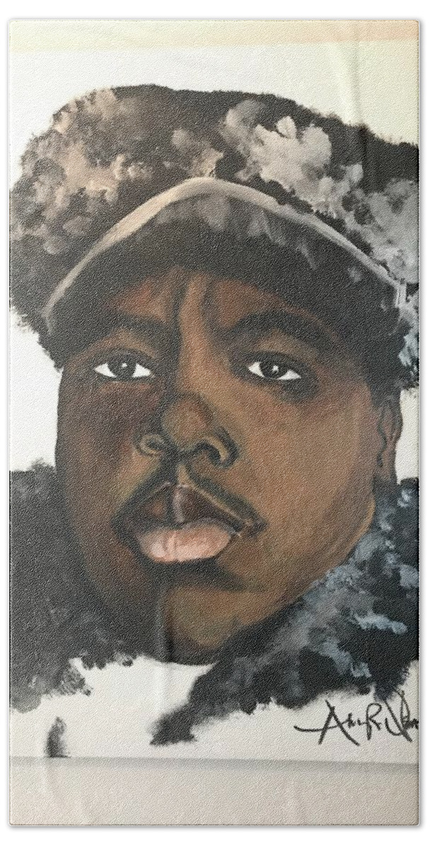  Bath Towel featuring the painting Biggie by Angie ONeal
