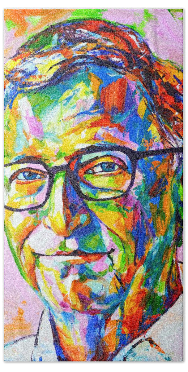 William Henry Gates Iii Bath Towel featuring the painting 	Bill Gates by Iryna Kastsova