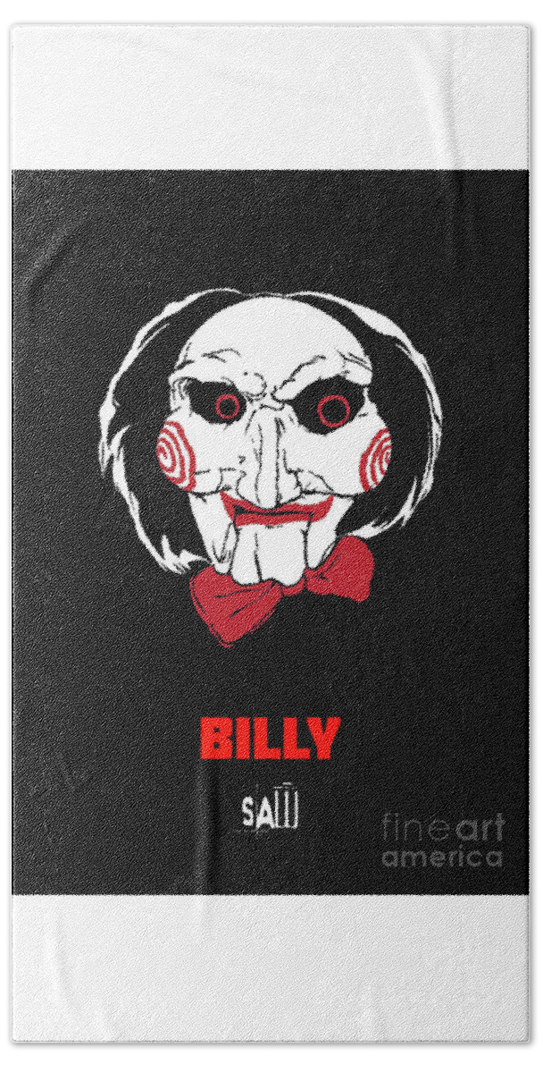 Mask Hand Towel featuring the digital art Billy The Puppet Mask by Bo Kev