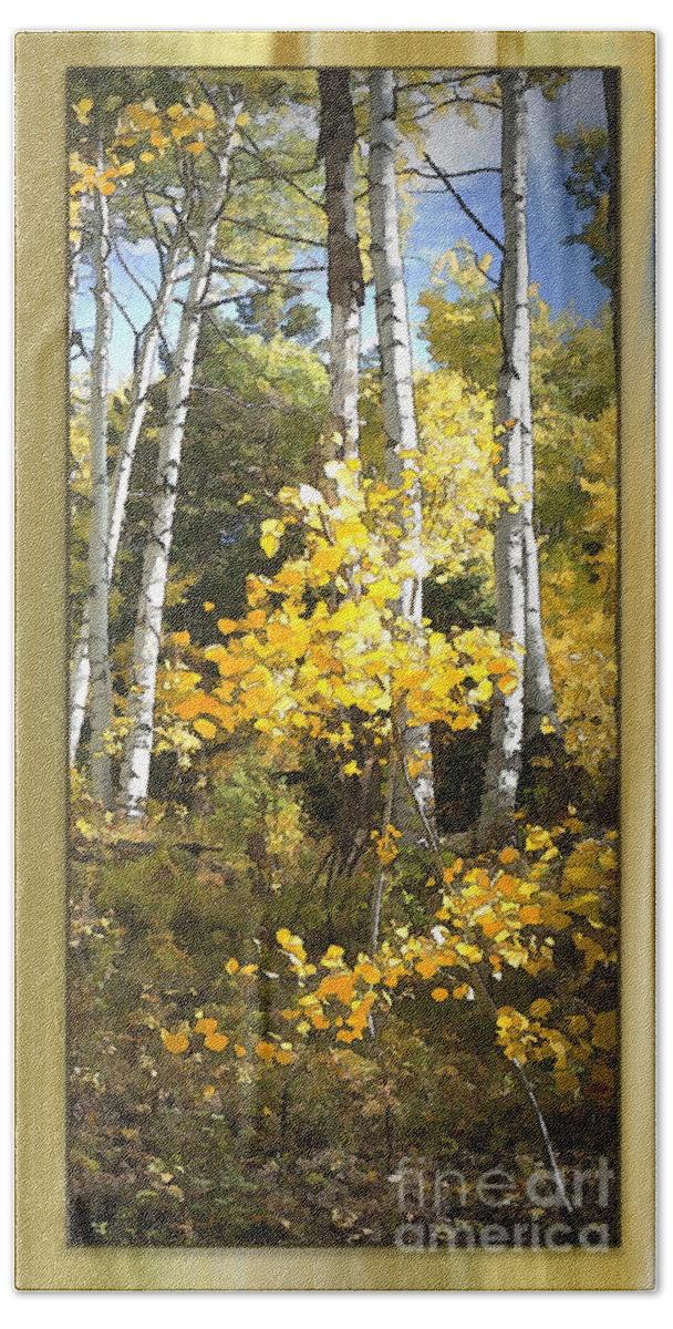 Autumn Bath Towel featuring the digital art Birch on Background by Deb Nakano