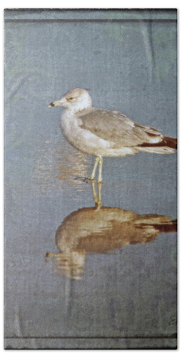 Fine Art Bath Towel featuring the photograph Bird Reflection by Shara Abel