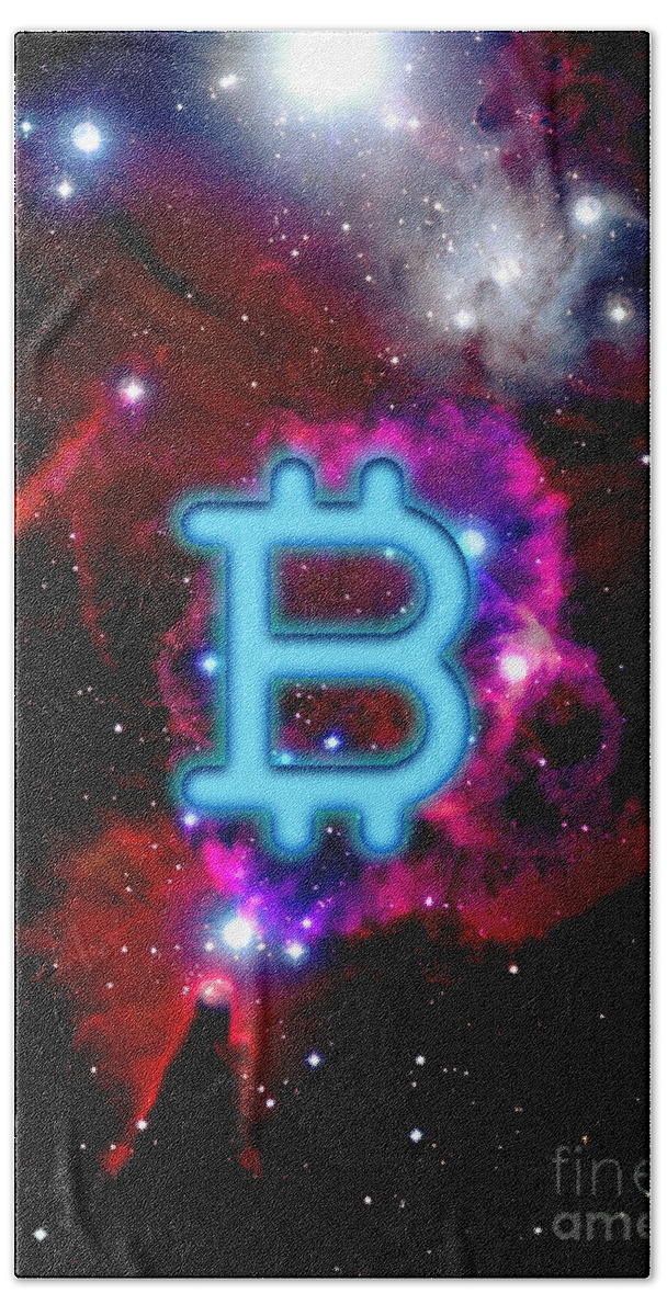 Bitcoin Bath Towel featuring the digital art Bitcoin Genesis by Franchi Torres