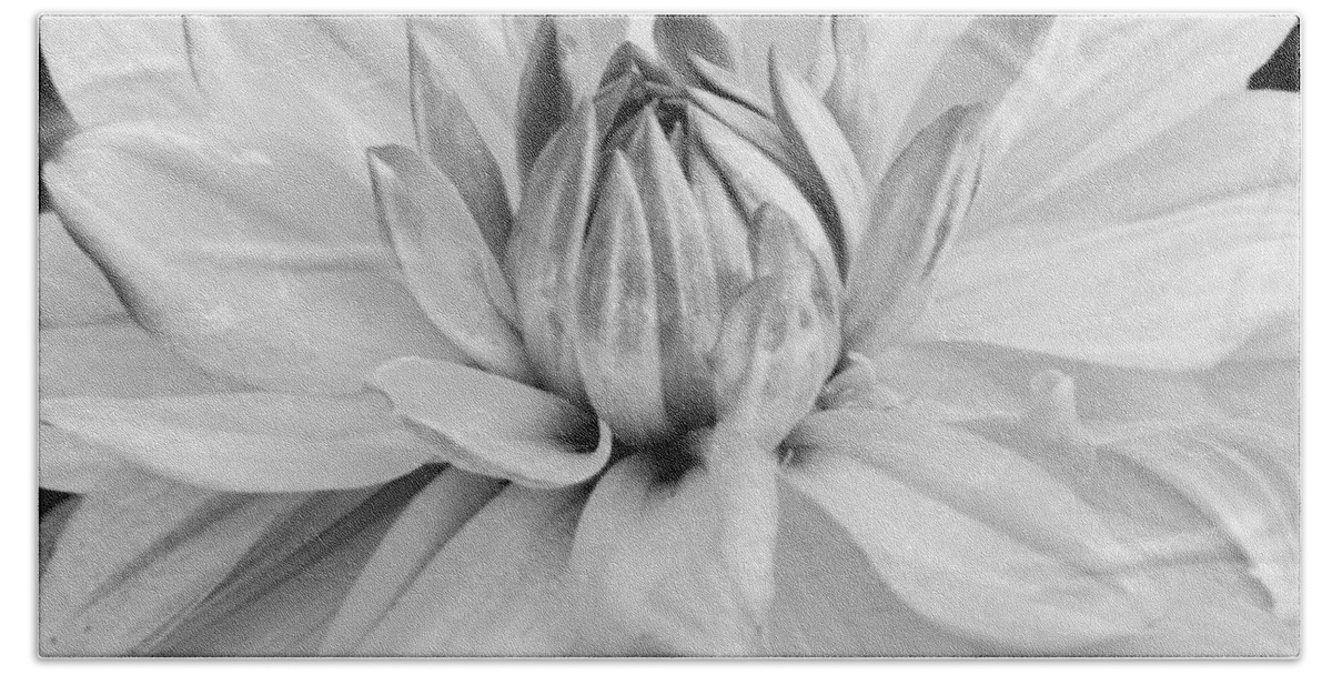 Flower Bath Towel featuring the photograph Black and White Dahlia 3 by Amy Fose
