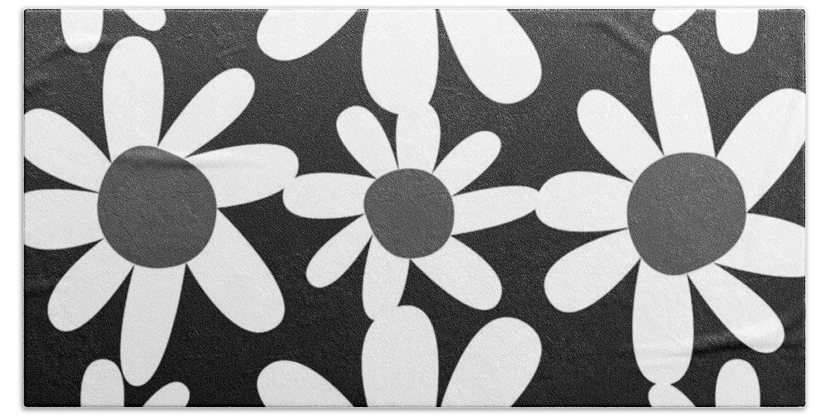 Floral Bath Towel featuring the digital art Black and White Flowers by Christie Olstad