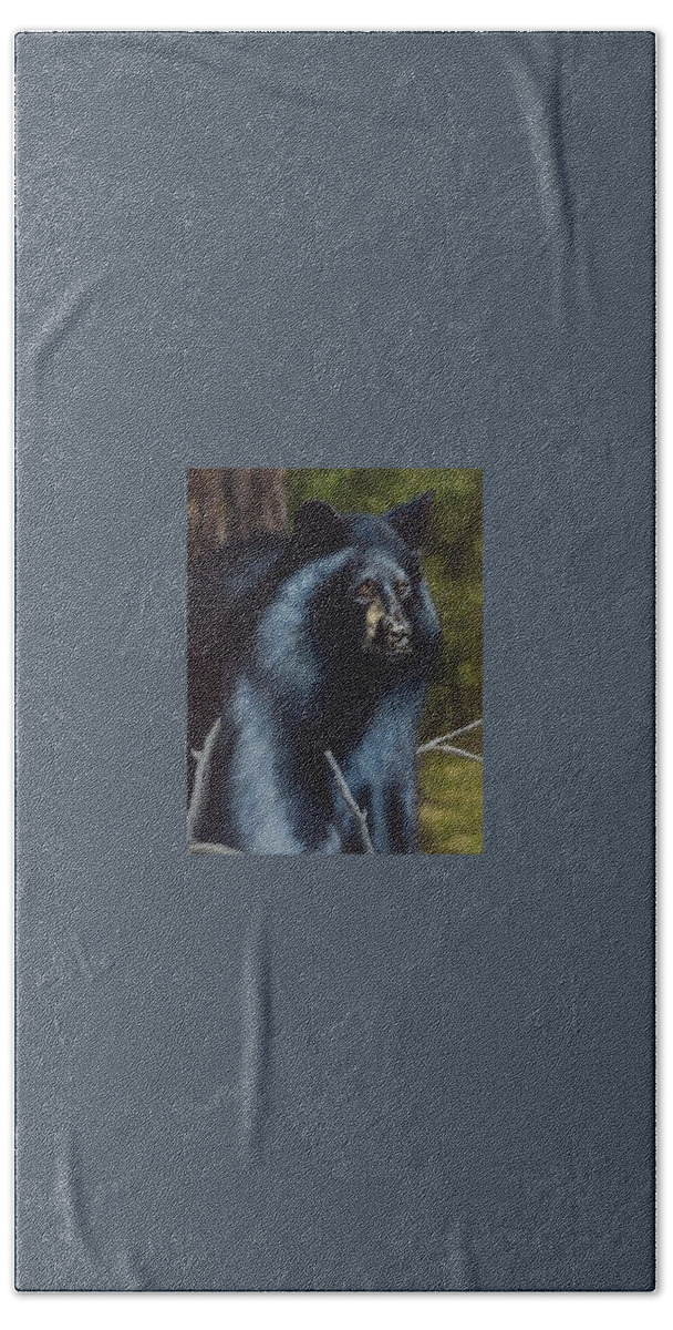 Black Bear Hand Towel featuring the painting Black Bear by Joe Borri