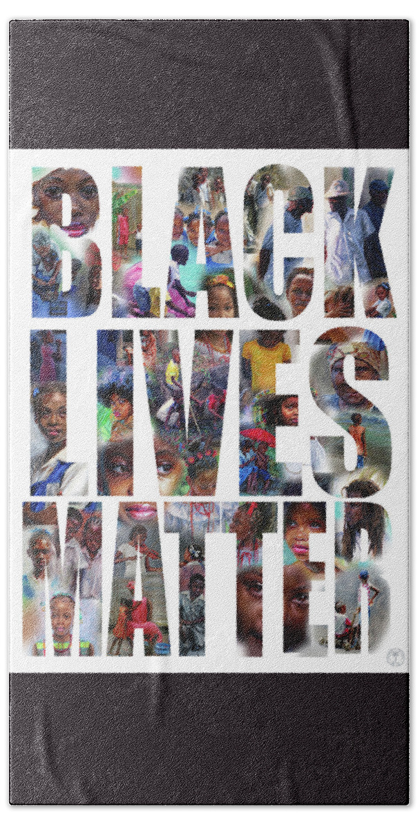 Black Lives Matter Bath Towel featuring the painting Black Lives Matter- white background by Jonathan Gladding