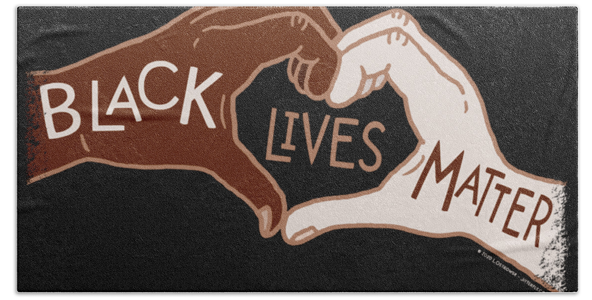 Black Lives Matter Bath Towel featuring the digital art Black Lives Matters - Heart Hands by Laura Ostrowski
