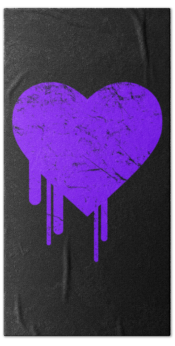 Funny Hand Towel featuring the digital art Bleeding Purple Heart by Flippin Sweet Gear