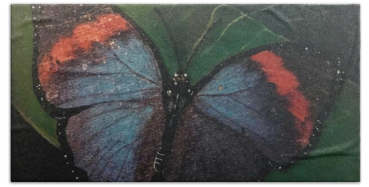 Butterfly Bath Towel featuring the painting Blessed Butterfly by Charles Young