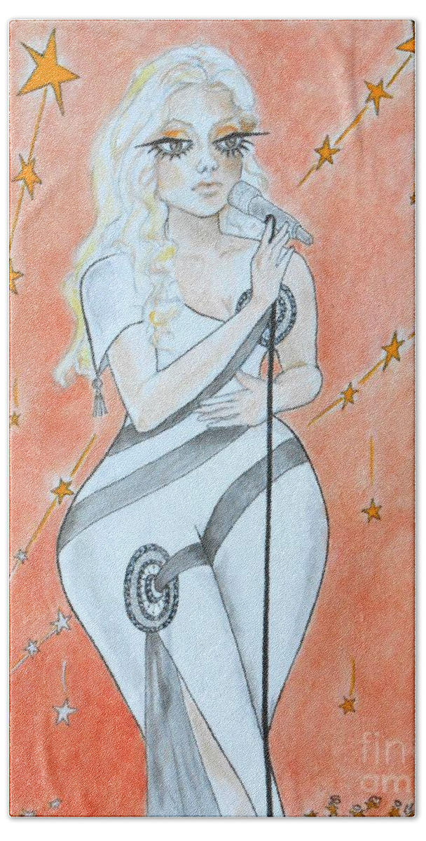Blond Bath Towel featuring the painting Blond Bombshell No. 1 by Jayne Somogy