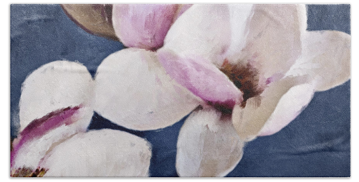 Magnolia Bath Towel featuring the mixed media Blooming Magnolias- Art by Linda Woods by Linda Woods