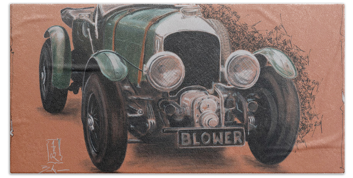 Bentley Hand Towel featuring the drawing Blow-By-Blow by Dirk F Becker