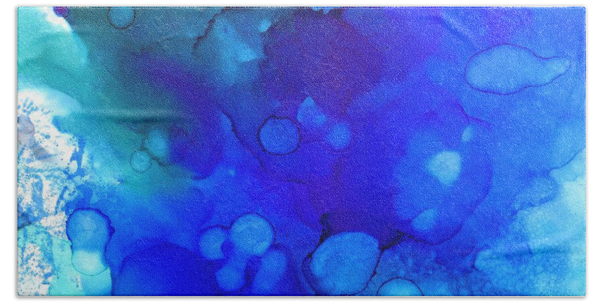 Blue Bath Towel featuring the painting Blue Abstract 57 by Lucie Dumas